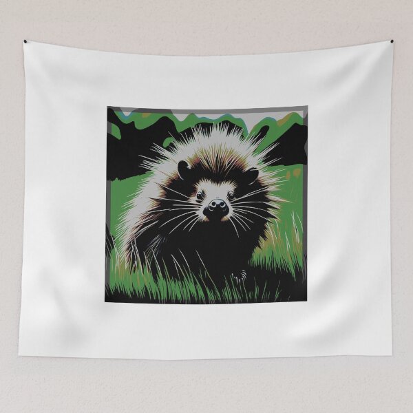 Item preview, porcupine in grassy field 2023 tileartwork designed and sold by tileartwork.