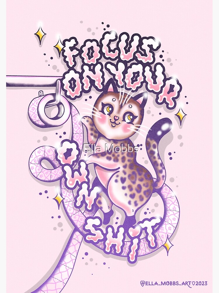 Focus on Your Own Sh!t Cat Kitten Traditional Tattoo Flash Style Print by  Ella Mobbs Creep Heart Postcard for Sale by Ella Mobbs