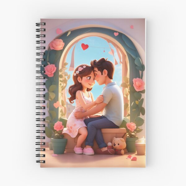 Aperçu de l'œuvre Adorables personnages de dessins animés de couples : câlins mignons et romantiques, prise de main et moments créée et vendue par CharmingChic.