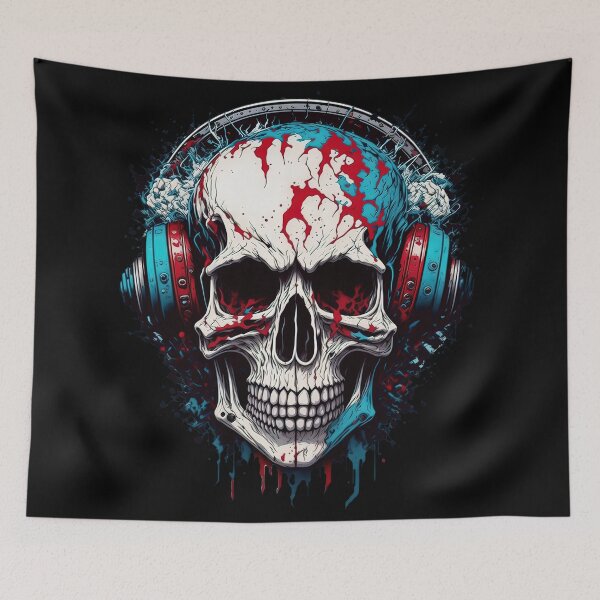 Item preview, Spooky Beats: Skull Rocker with Headphones designed and sold by Magic-almix.