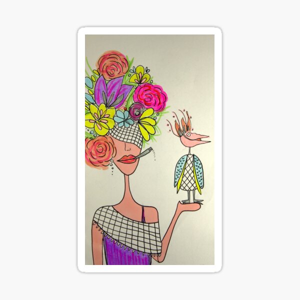 Bird Lady Sticker