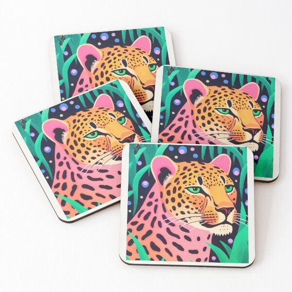 Item preview, Starry Night Cheetah Chase - Retro Vintage Wildlife Art for Bedroom or Study designed and sold by PinkNomad.