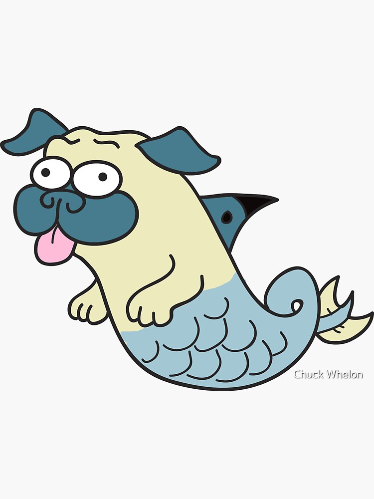 Thumbnail 3 of 3, Sticker, Mer Pug designed and sold by MrChuckles.