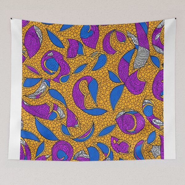 Item preview, Colorful african print pattern, purple, yellow and blue designed and sold by womenandflowers.