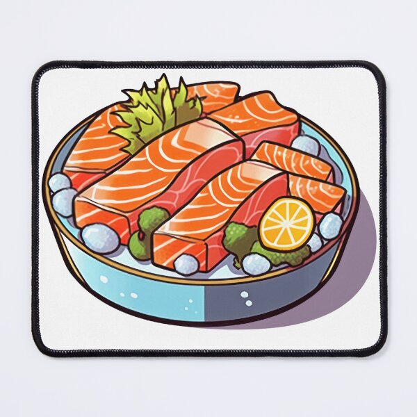 Item preview, Savoring every bite of this delicious Japanese salmon fillet sashimi on ice designed and sold by cafegrafis.