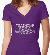 Training for a marathon (on netflix) Women's Fitted V-Neck T-Shirt