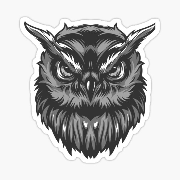Owl: Angry Owl Icon - Removable Wall Adhesive Wall Decal Giant Icon 19W x 35H