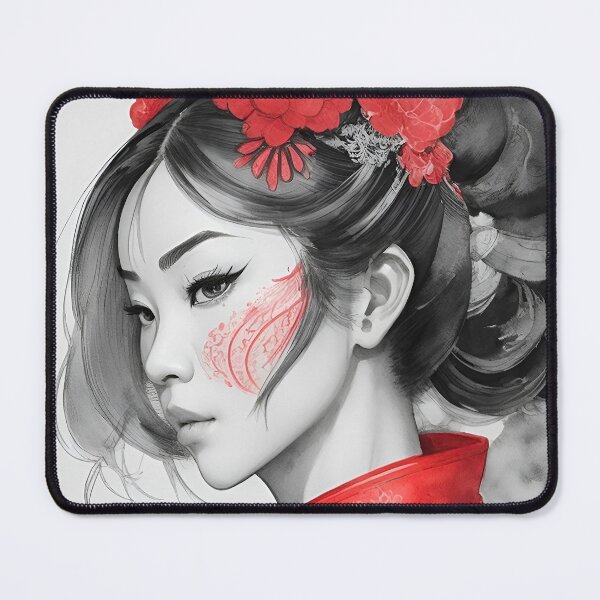 Item preview, Oriental Asian Women Black & Red Ink Art designed and sold by ultra-cool.