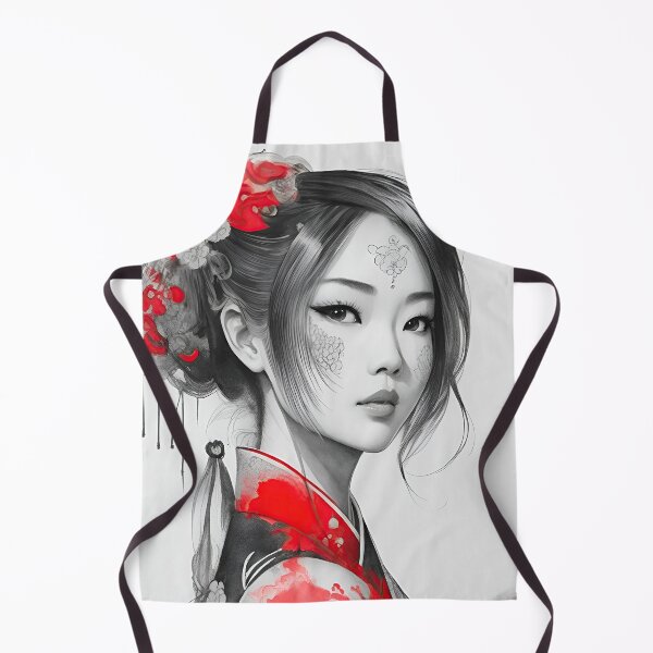 Item preview, Oriental Asian Women Black & Red Ink Art designed and sold by ultra-cool.