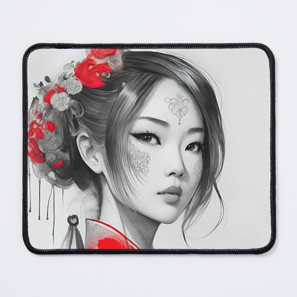 Item preview, Oriental Asian Women Black & Red Ink Art designed and sold by ultra-cool.