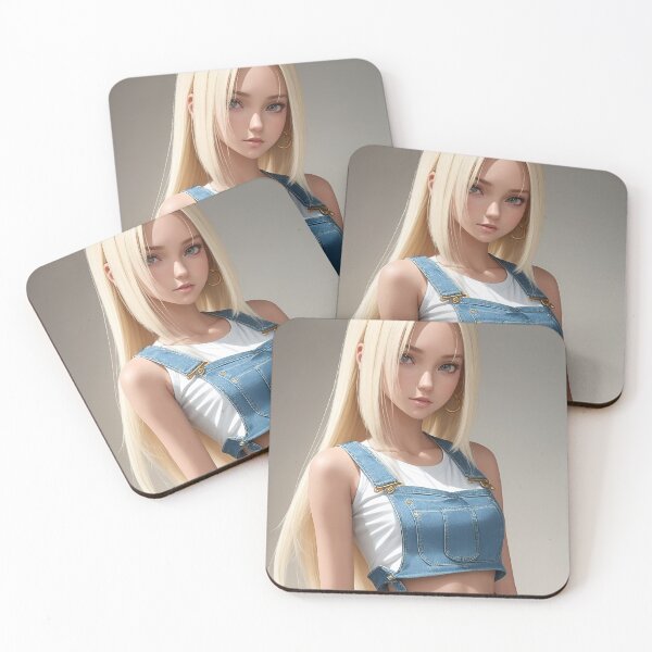 Item preview, Copy of Pretty Blonde Girl Wearing Denim Jeans Overalls designed and sold by ultra-cool.