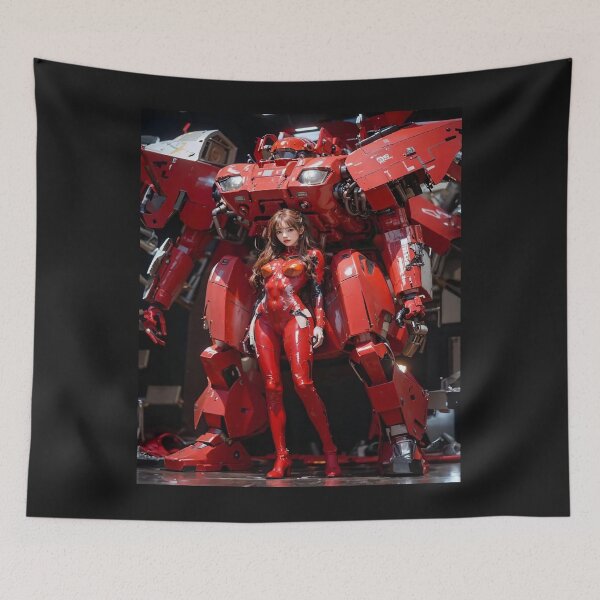 Item preview, Beautiful Girl in red armor and Robot designed and sold by RoughSwallow.