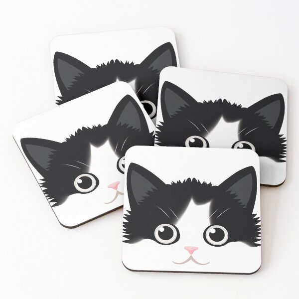 Item preview, black and white cute kitten face designed and sold by Rui Huang.