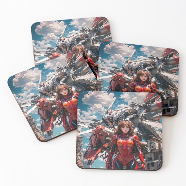 Item preview, Beautiful Girl in red armor and Robot designed and sold by RoughSwallow.