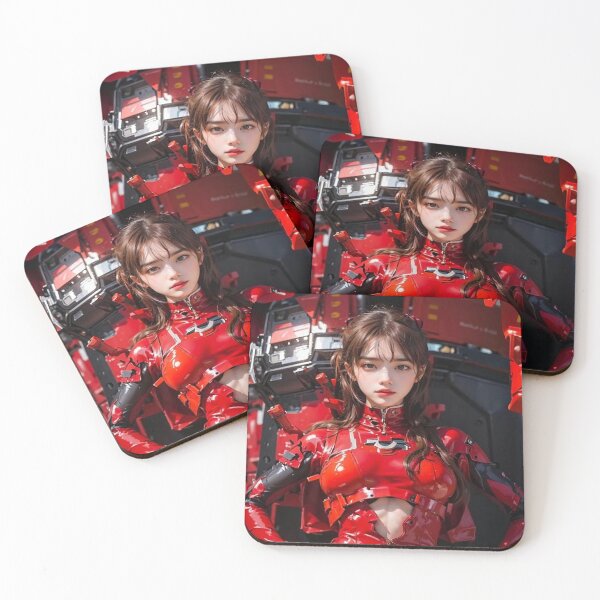 Item preview, Beautiful Girl in red armor and Robot designed and sold by RoughSwallow.