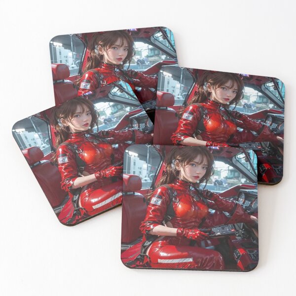 Item preview, Beautiful Girl in red armor and Car designed and sold by RoughSwallow.