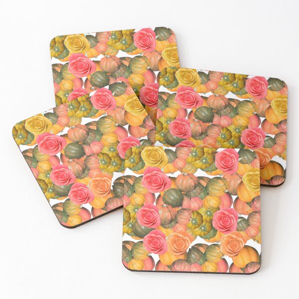 Item preview, Acorn Squash and Roses - Fall Time - Photography - Repeating Pattern designed and sold by Victoria Rose.