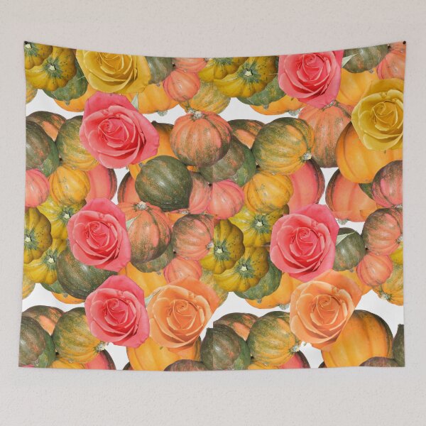 Item preview, Acorn Squash and Roses - Fall Time - Photography - Repeating Pattern designed and sold by Victoria Rose.
