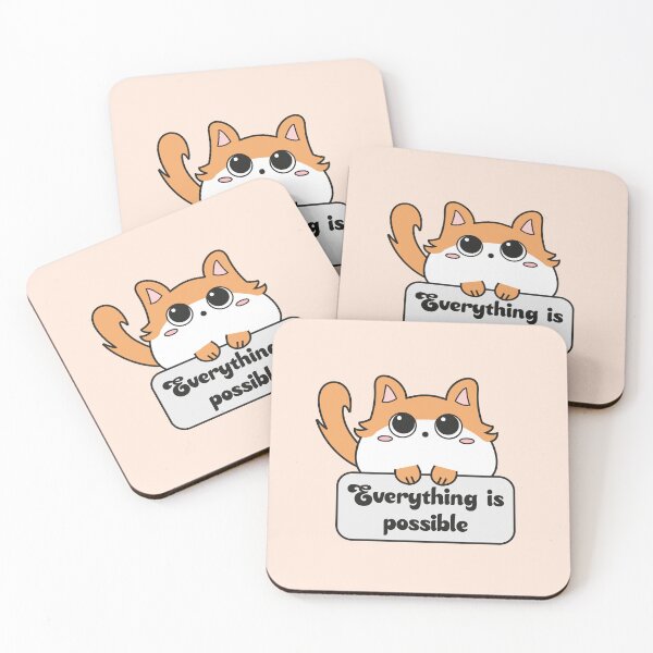 Item preview, Everything is possible cat with motivational phrase designed and sold by LunMoony.