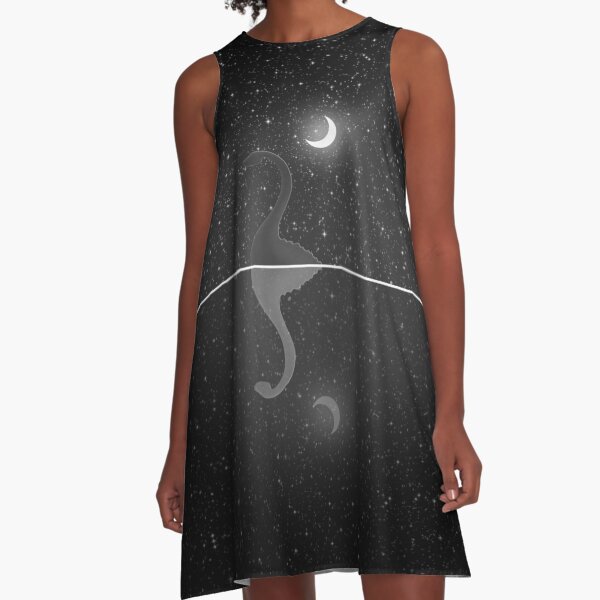Nessie Starry Night - Loch Ness Monster A-Line Dress