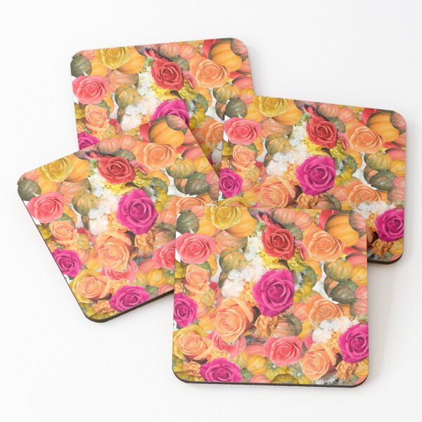 Item preview, Acorn Squash and Vibrant Roses - Fall Time - Repeating Pattern - Photography designed and sold by Victoria Rose.