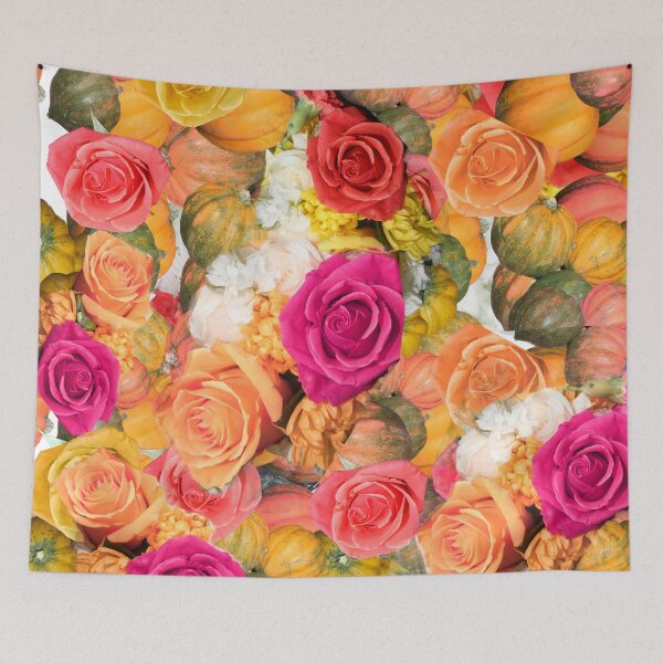 Item preview, Acorn Squash and Vibrant Roses - Fall Time - Repeating Pattern - Photography designed and sold by Victoria Rose.