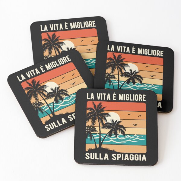 Item preview, Italian Phrase La Vita è Migliore Sulla Spiaggia Vintage Sunset Beach  designed and sold by Bad Kitty Designz.