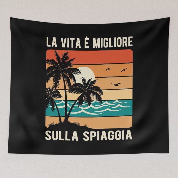 Item preview, Italian Phrase La Vita è Migliore Sulla Spiaggia Vintage Sunset Beach  designed and sold by Bad Kitty Designz.