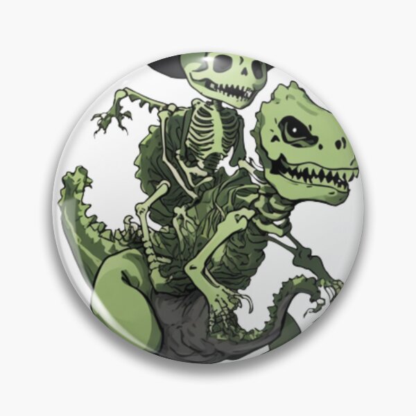 Item preview, cute Skeleton  Riding green Dinosaur style halloween vector sticker designed and sold by ARinternational.