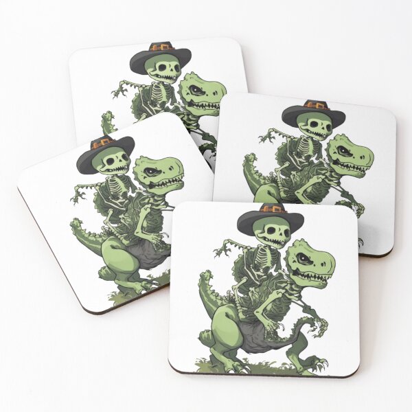 Item preview, cute Skeleton  Riding green Dinosaur style halloween vector sticker designed and sold by ARinternational.