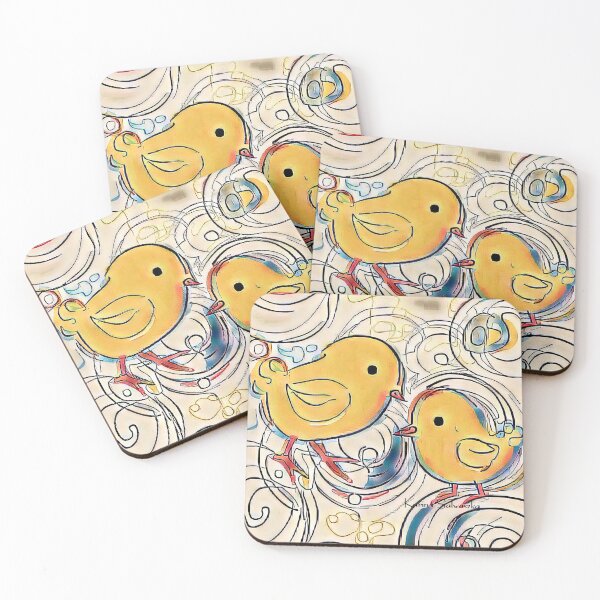Item preview, Baby chicks, yellow, blue, black, red, kids decor designed and sold by karinasalwaszka.