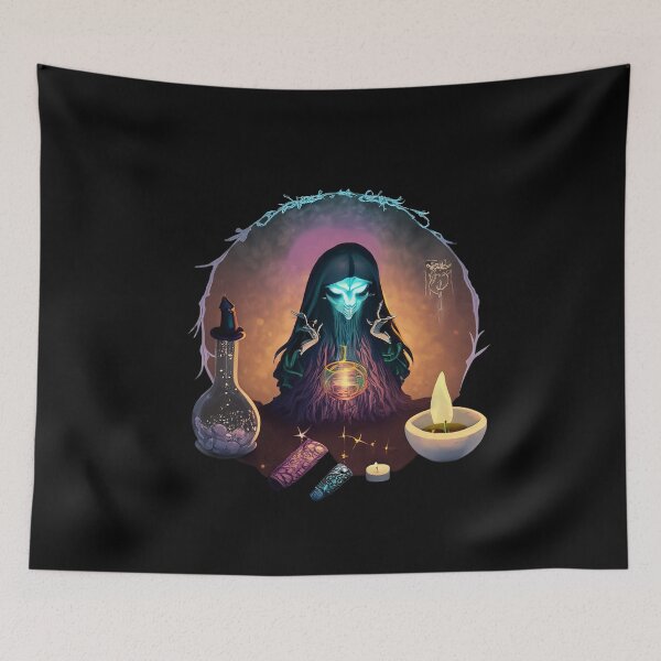 Item preview, Strange witch is making an elixir, casting a spell, halloween season of the witch designed and sold by Sunmoonlove.
