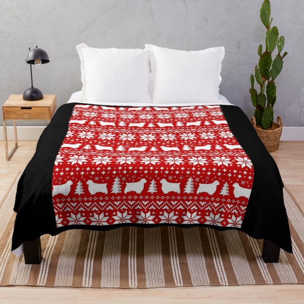 Item preview, Clumber Spaniel Silhouettes Red and White Christmas Holiday Pattern Graphic designed and sold by vega-jumpz.