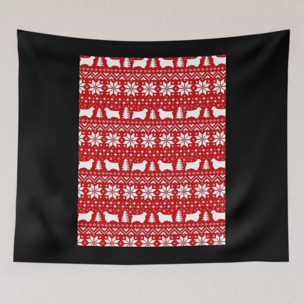 Item preview, Clumber Spaniel Silhouettes Red and White Christmas Holiday Pattern Graphic designed and sold by vega-jumpz.