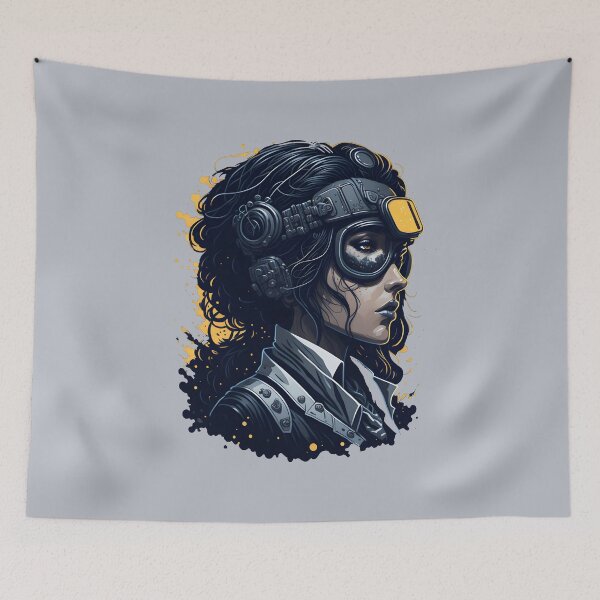 Item preview, Steampunk Art Military Pilot Woman Portrait designed and sold by SoccaTamam.