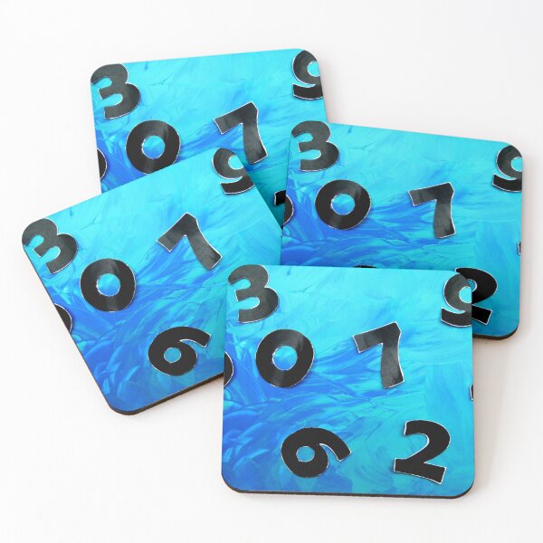 Item preview, Abstract pattern numbers game blue turquoise blue lagoon designed and sold by G-M-Designs.