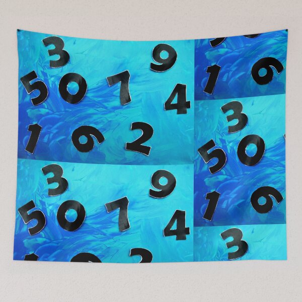 Item preview, Abstract pattern numbers game blue turquoise blue lagoon designed and sold by G-M-Designs.