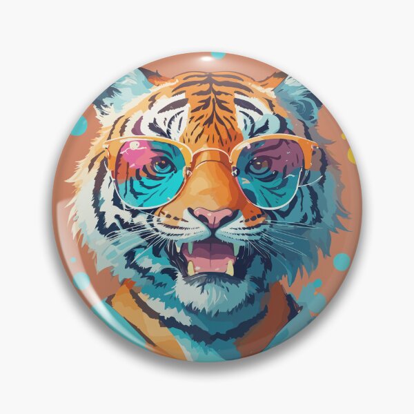Artikelvorschau, Glücklicher Tiger: Fröhlicher Blick mit Sonnenbrille, grafische Illustration entworfen und verkauft von Niktarka.
