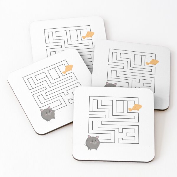 Item preview, Cute and adorable Kitty Cat finding fish in a maze designed and sold by RunSumErrands.