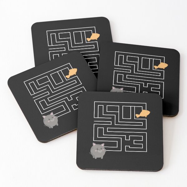 Item preview, Cute and adorable Kitty Cat finding fish in a maze designed and sold by RunSumErrands.