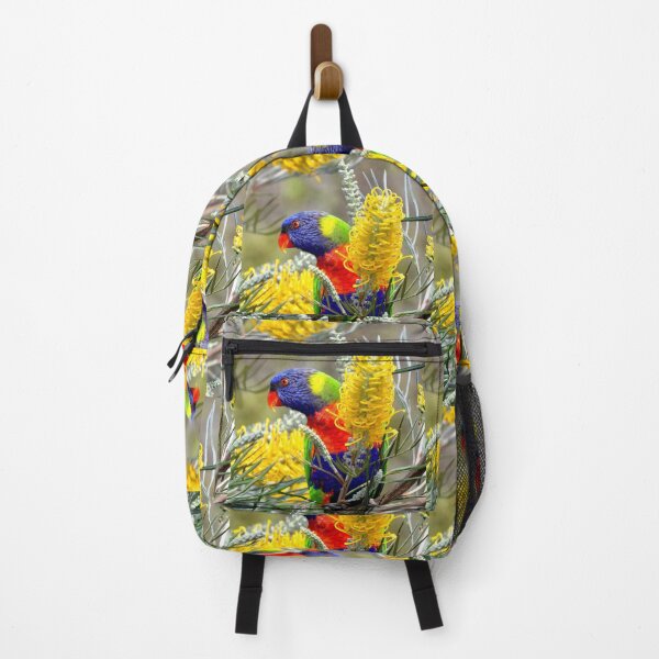 Item preview, Colourful rainbow lorikeet and grevillea flower display designed and sold by Mark Grimsley.