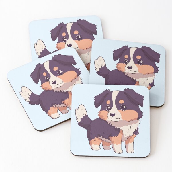 Aperçu de l'œuvre Illustration de dessin animé mignon chien de berger australien kawaii créée et vendue par Yaragold.
