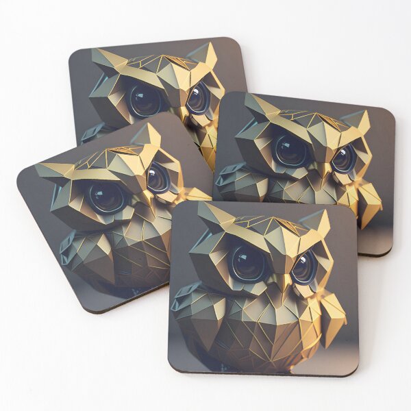Item preview, Gold owl in polygonal style designed and sold by niesporekstudio.