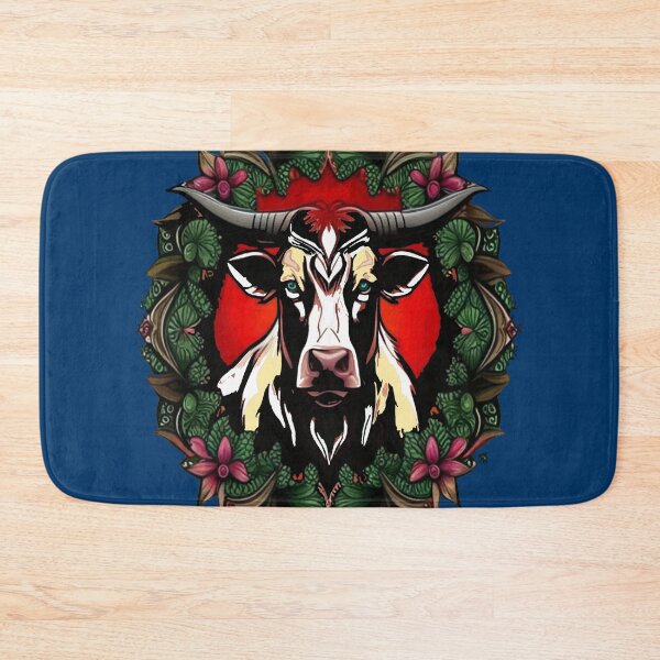 Item preview, Ox Surrounded By A Wreath Of Red Clover Tattoo Style Art designed and sold by taiche.