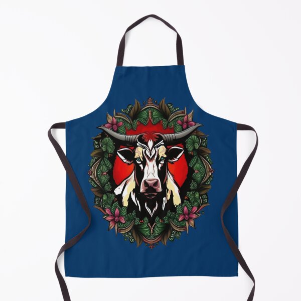 Item preview, Ox Surrounded By A Wreath Of Red Clover Tattoo Style Art designed and sold by taiche.