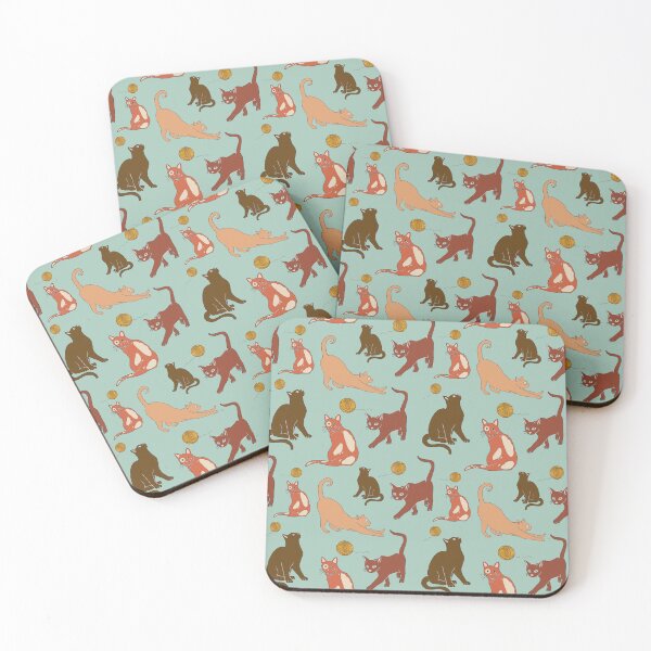 Item preview, Posturas de gatos juguetones: verde azulado y naranja designed and sold by CandiceLocklee.
