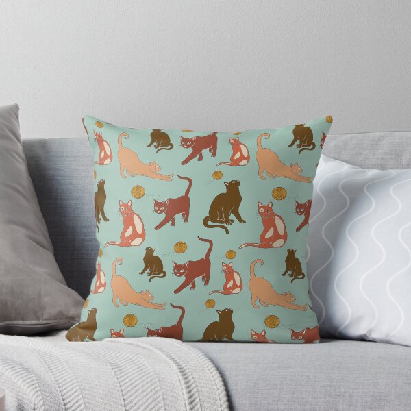 Item preview, Posturas de gatos juguetones: verde azulado y naranja designed and sold by CandiceLocklee.