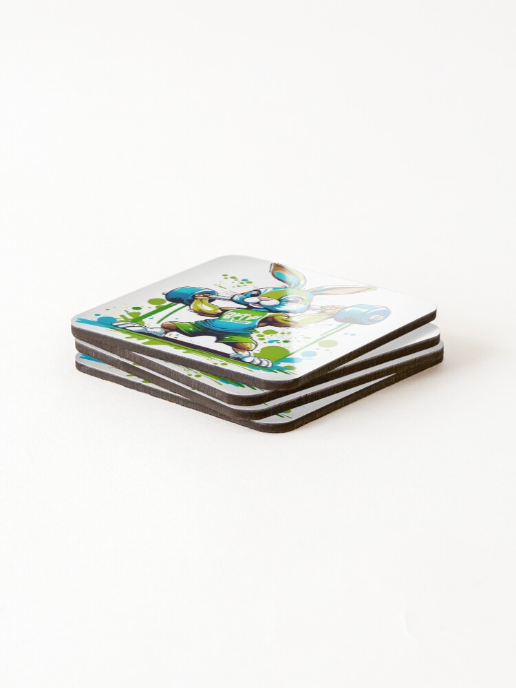 Thumbnail 4 of 5, Coasters (Set of 4), Workout Rabbit designed and sold by stuconuk.