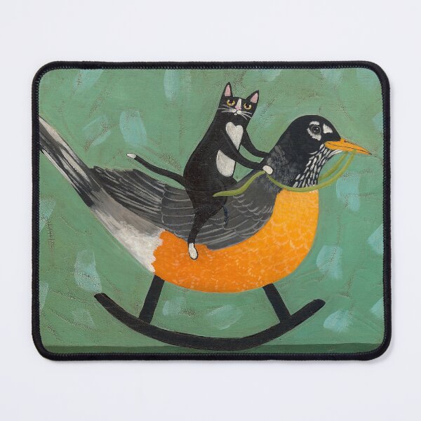Item preview, Cat on a Rocking Robin designed and sold by KilkennyCat Art.