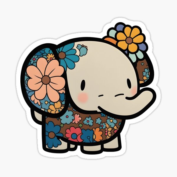 Item preview, Floral baby elephant sticker. designed and sold by zabeans.